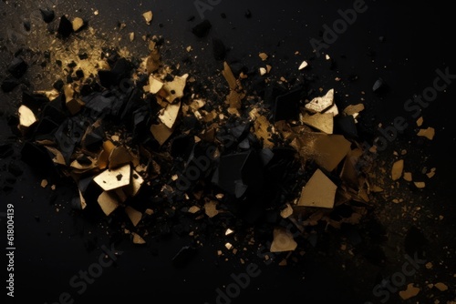 Gold texture on black background. Abstract gold background. 