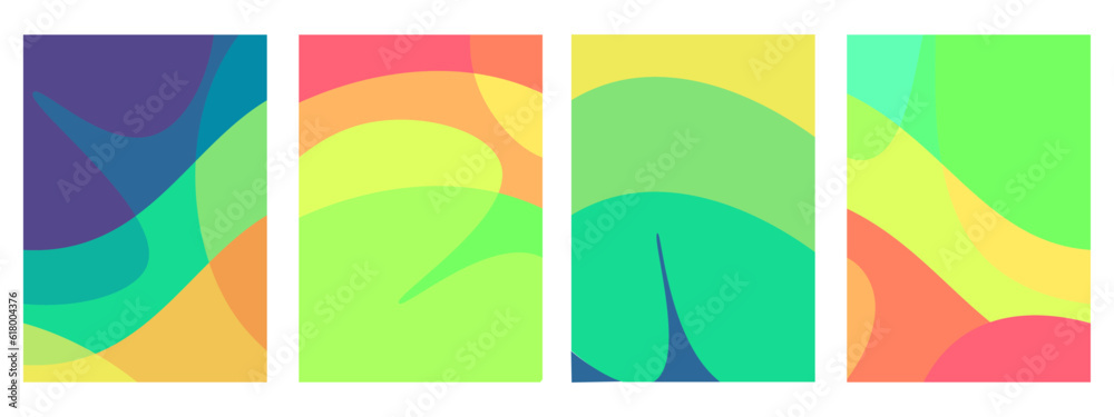 Set of colorful abstract background. Dynamic wavy colorful shapes. Template design card, cover, banner, poster