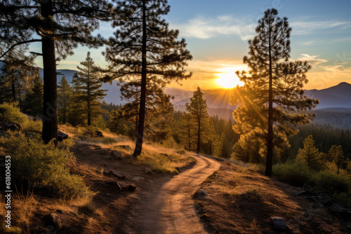 Tahoe national park in california at sunset