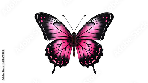 top view of black pink butterfly , isolated on transparent background cutout , generative ai © Sweet_Harmony💙💛