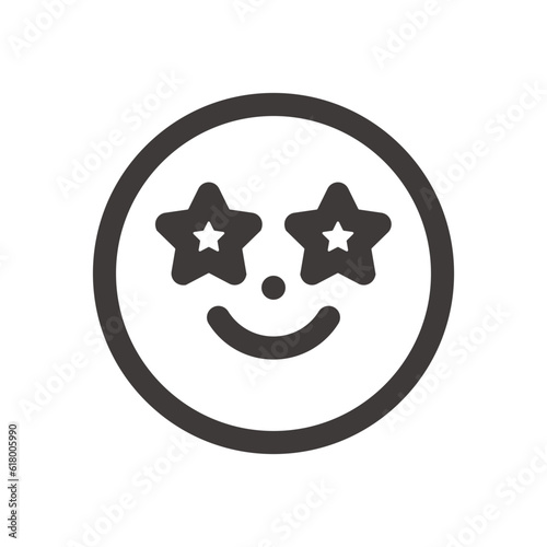 製品設計やアプリ開発やプログラミングに最適な、シンプルで使いやすい目が星になった顔の絵文字アイコン2