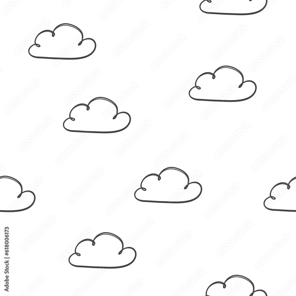 Seamless vector pattern. Cute hand-drawn clouds. Drawing with marker and felt-tip pen . Vector illustration Seamless vector pattern. Cute hand-drawn clouds. Drawing with marker and felt-tip pen . Vector illustration