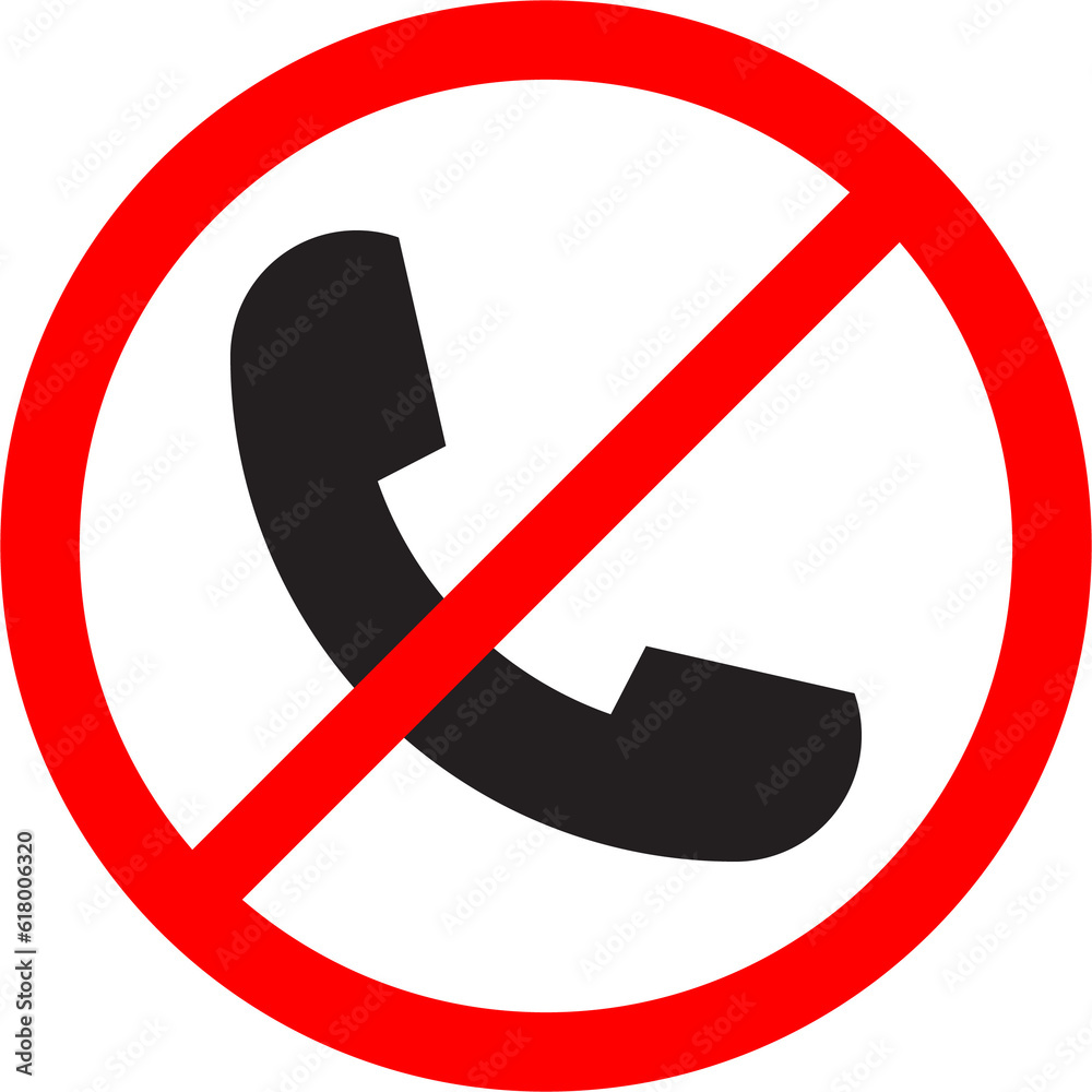 No phone sign flat icon. No talking and calling icon. Red cell prohibition illustration for graphic design, logo, web site, social media, mobile app, ui illustration No phone sign flat icon. No talking and calling icon. Red cell prohibition illustration for graphic design, logo, web site, social media, mobile app, ui illustration