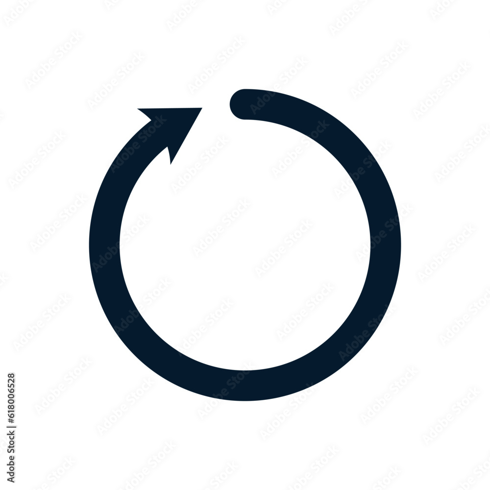Arrow in a circle. The concept of renewal. Vector icon isolated on white background. Arrow in a circle. The concept of renewal. Vector icon isolated on white background.