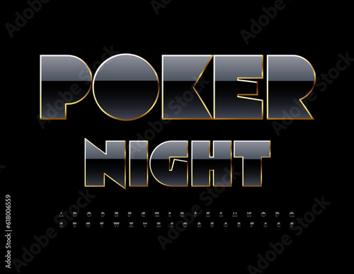 Vector chic Sign Poker Night. Luxury Black Font. Premium Alphabet Letters and Numbers