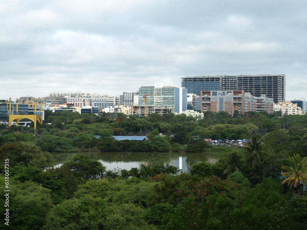 Hyderabad Hitex Charminar HITECH city skyline buildings and beautiful urban landscape, Hyderabad, India Hyderabad International Trade Expositions Limited