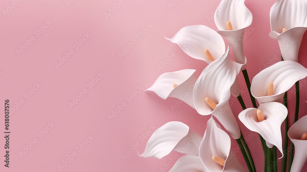 Paper Art Origami of bouquet of pink lilies created with Generative AI Technology