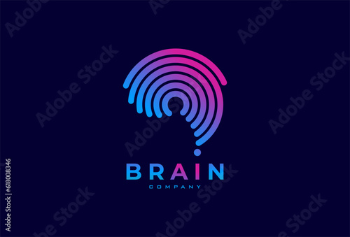 Brain Logo, modern brain logo with line style, flat design logo template  , vector illustration