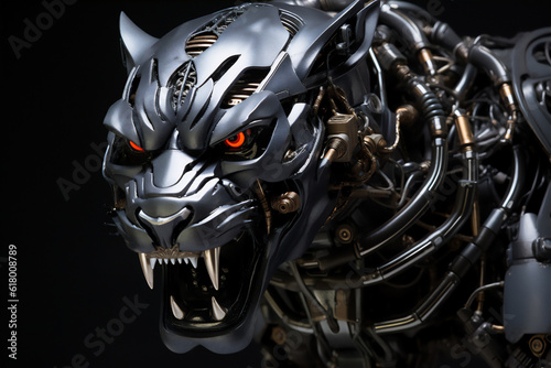 Black Panther Robot illustration using generative AI tools © Maizal