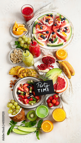 Wallpaper Mural Summer fruits assorted on white background. Fresh raw food concept. Torontodigital.ca