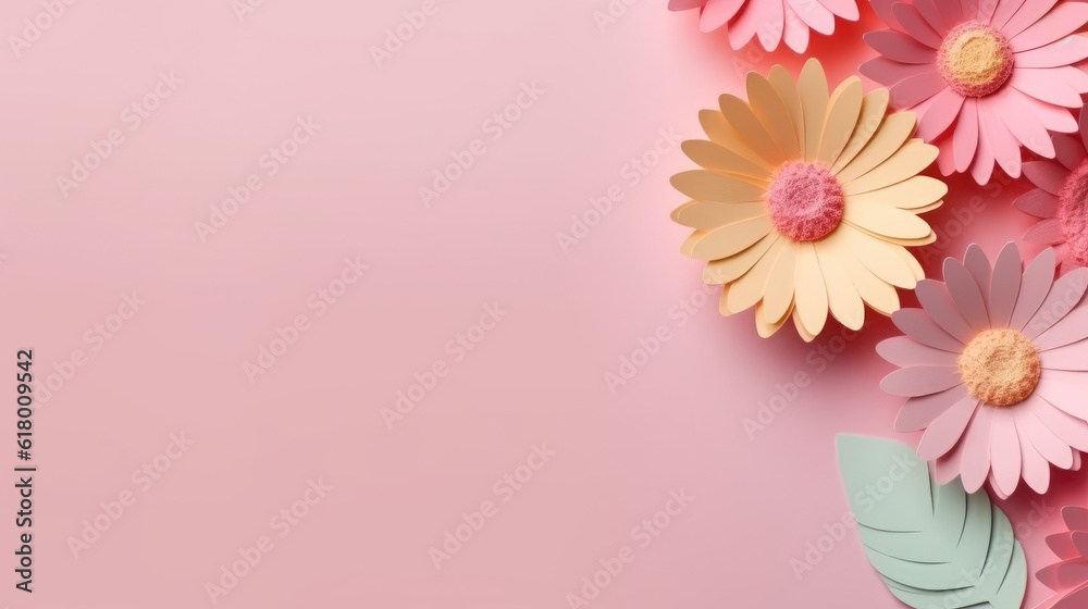 Paper Art Origami of  bouquet of flowers created with Generative AI Technology
