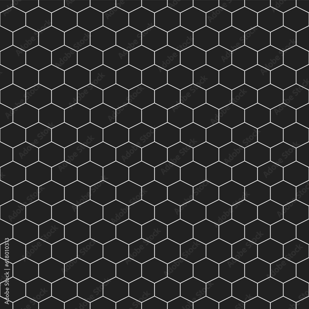 Fototapeta premium Black honeycomb pattern. Honeycomb vector pattern. Honeycomb pattern. Seamless geometric pattern for floor, wrapping paper, backdrop, background, gift card, decorating.