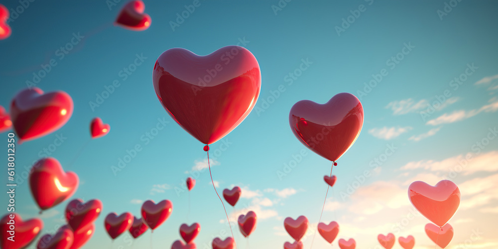 red heart balloons flying in the sky red heart balloons flying in the sky