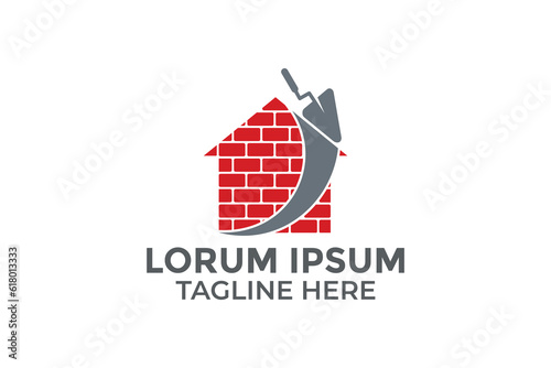 Plastering Cement House Logo Vector Icon Illustration