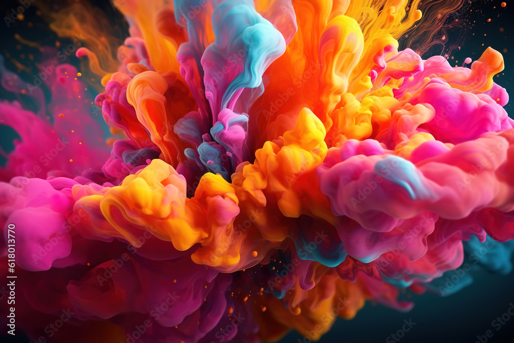 Obraz premium Explosion of liquid paints abstract background