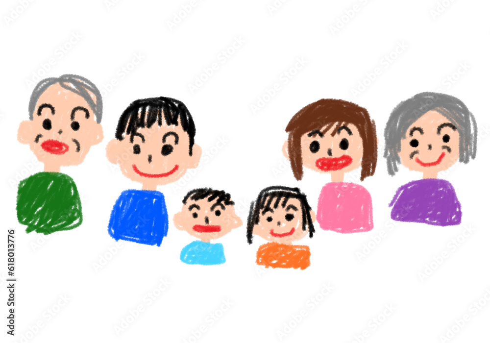 子どもが描いたような家族の似顔絵 子どもが描いたような家族の似顔絵