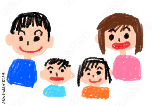 子どもが描いたような家族の似顔絵