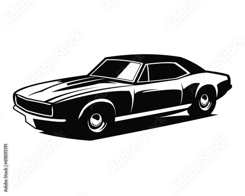 premium old camaro car vector design. simple design view from side isolated white background. Best for logo, badge, emblem, icon, sticker design, car industry. available in eps 10. photo