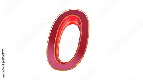 Creative red 3d number 0