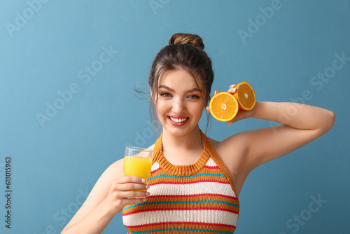 Young woman with glass of j...
