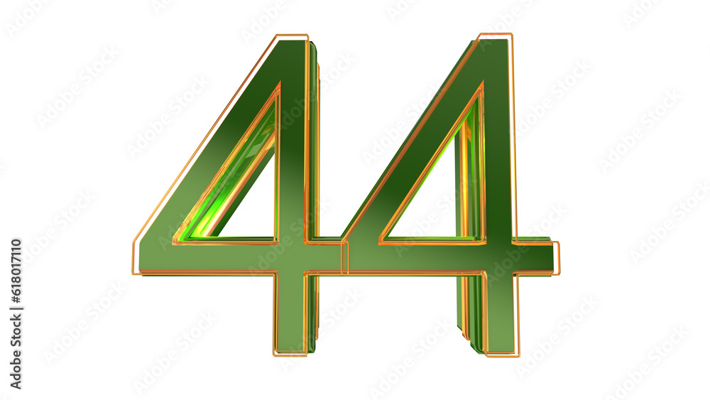 Obraz premium Creative green 3d number 44
