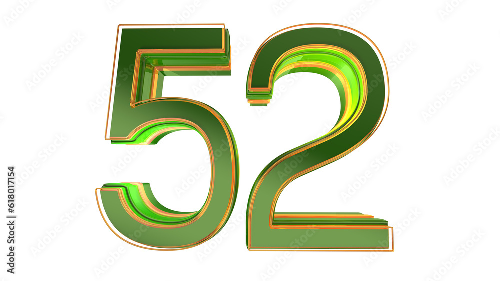 Creative green  3d number 52
