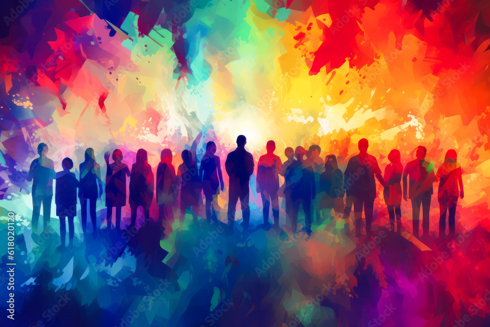 Colorful illustration of a group of people
