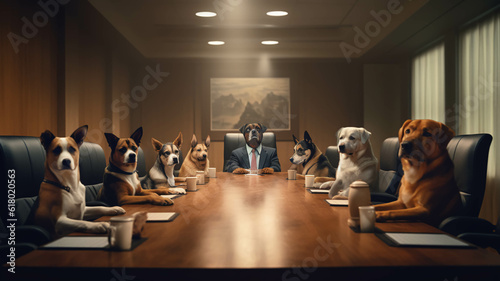 Perros reunión de negocios. ia generada. photo
