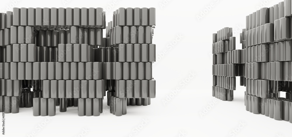 Luxury parametric abstract architectural minimalistic background. Contemporary showroom. Modern black exhibition tunnel. Empty gallery. Stand, table. Interior backlight. 3D illustration and rendering.