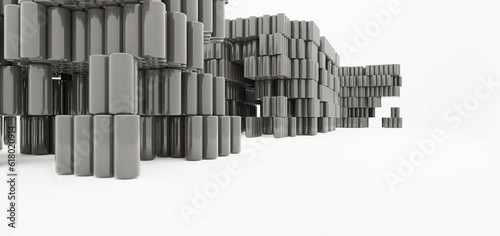 Obraz na płótnie Luxury parametric abstract architectural minimalistic background. Contemporary showroom. Modern black exhibition tunnel. Empty gallery. Stand, table. Interior backlight. 3D illustration and rendering. w salonie