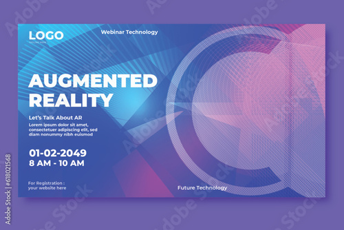 abstract horizontal vertical creative modern neon augmented reality metaverse company banner design template