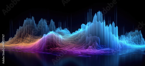 New age of data visualization. Data science and visual management design concept. Abstract background. Hand edited, generative AI based. 