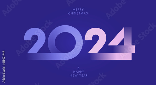 Creative concept of 2024 Happy New Year poster. Design template with typography logo 2024 for celebration and season decoration. Minimalistic trendy template for branding, banner, cover, card