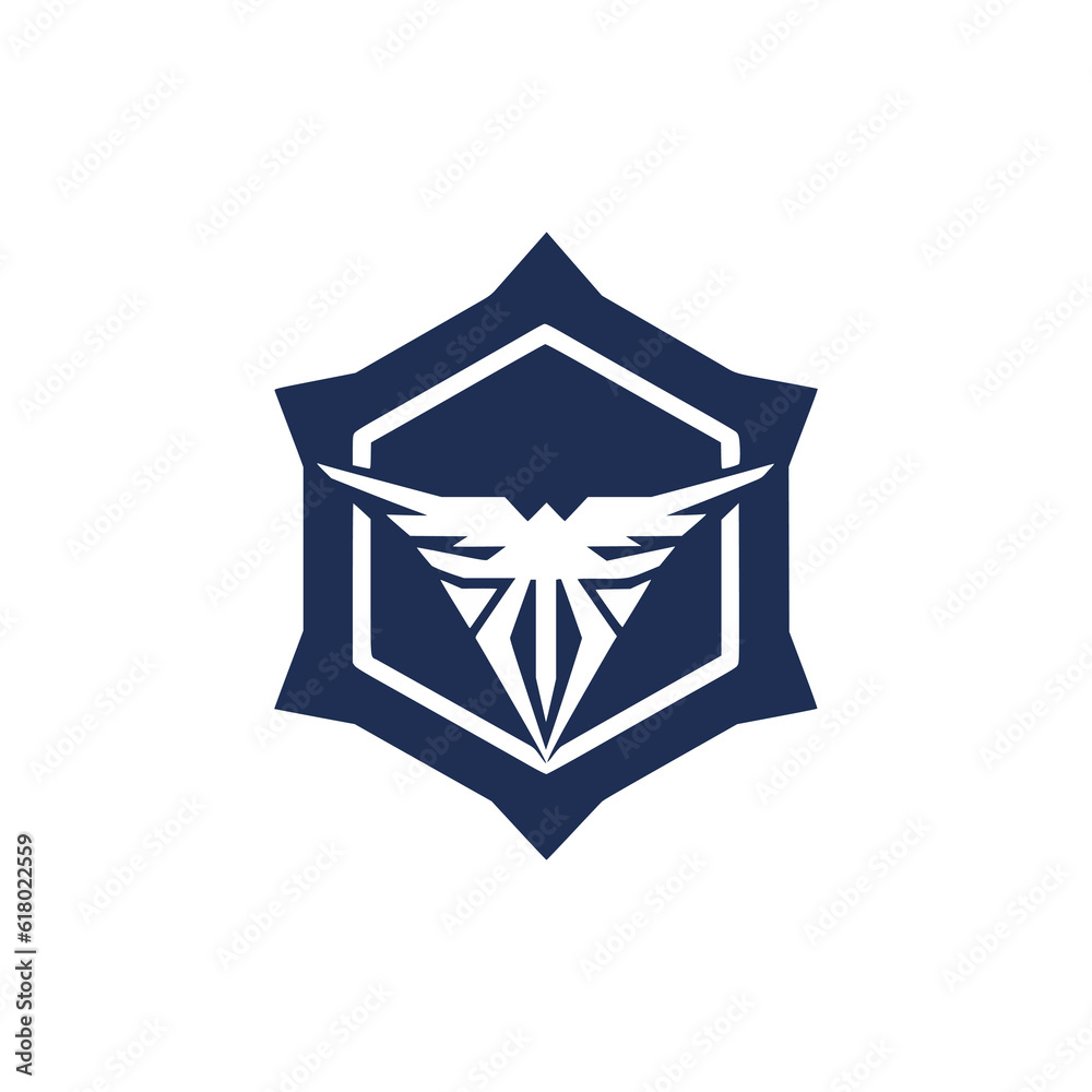 simple bird emblem shield gaming logo vector illustration template design