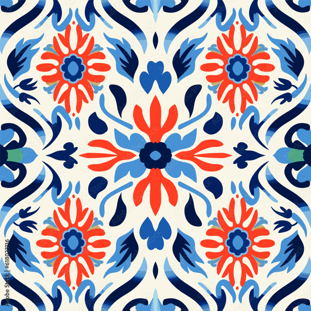 Fototapeta premium Uzbek floral motif ethnic ikat pattern beautiful background art.