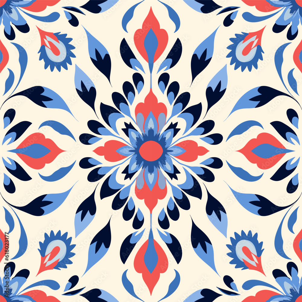 Uzbek floral motif ethnic ikat pattern beautiful background art.