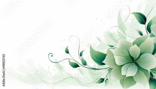 Green floral banner, AI generated  © DejaReve