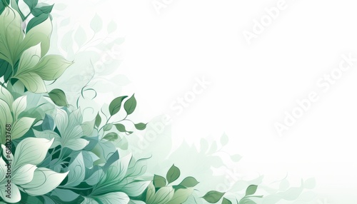 Green floral banner, AI generative 