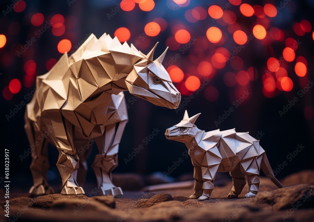 Dinosaur origami, AI generative 