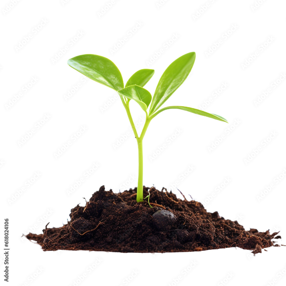 young plant growing from soil. isolated background young plant growing from soil. isolated background
