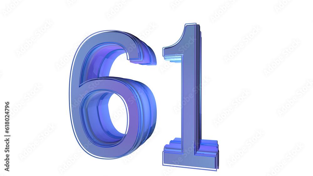 Fototapeta premium Clean purple 3d number 61