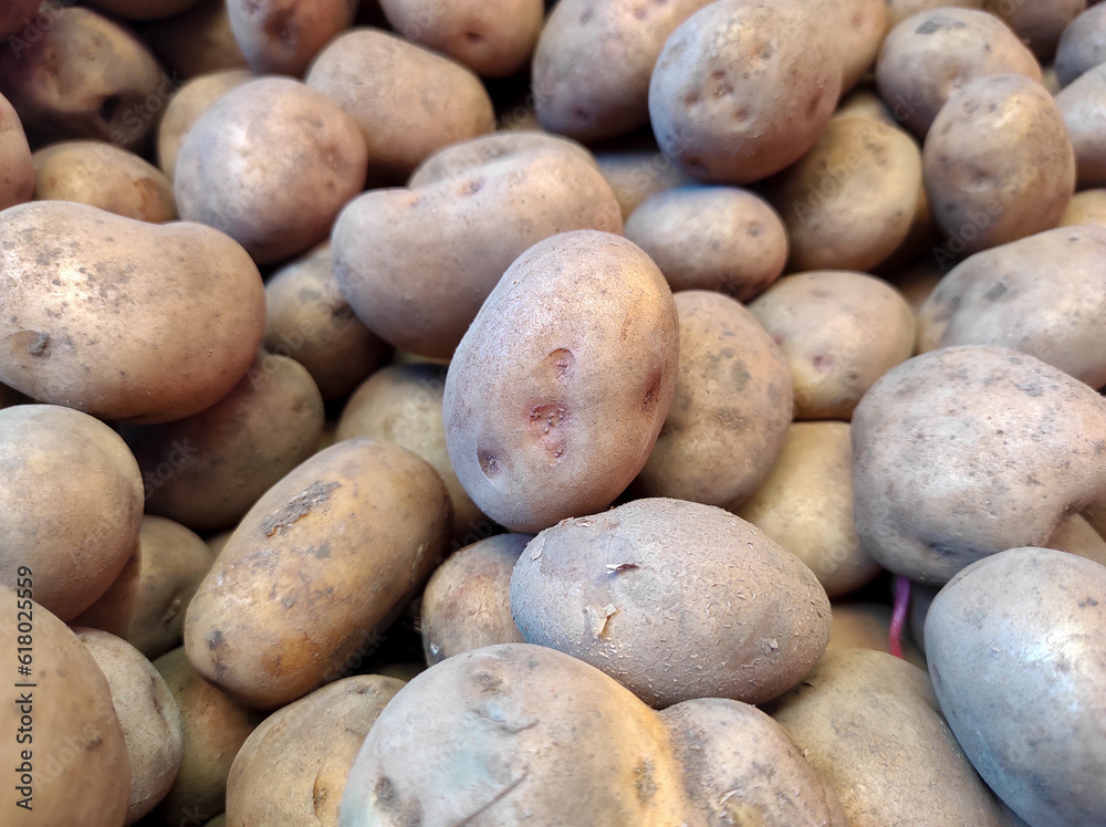 Potatoes on display at a farmers market in Indonesia. Close-Up Potatoes on display at a farmers market in Indonesia. Close-Up