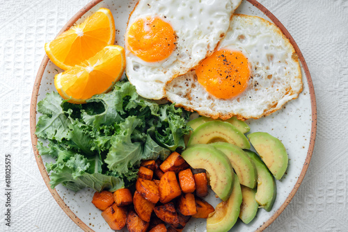 breakfast healthy meal food in a plate