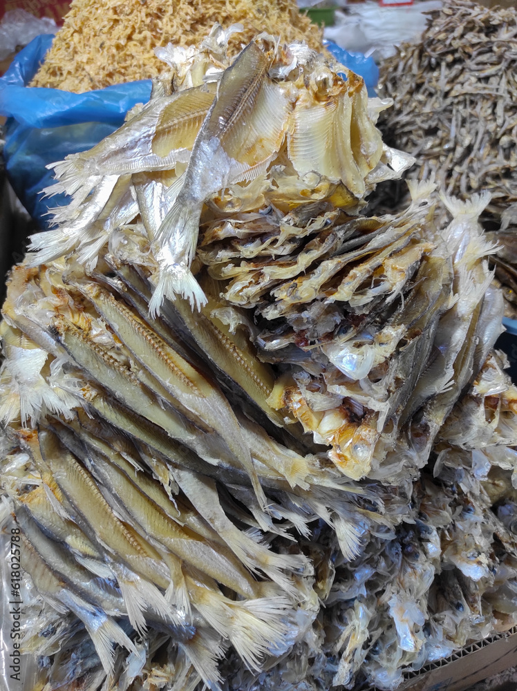 Dried salted fish in the market, Indonesian Market