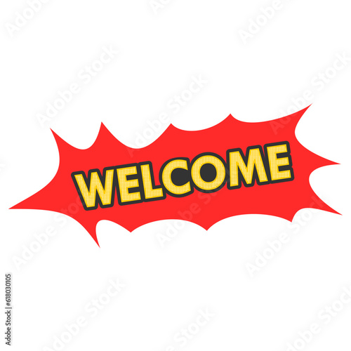 letter welcome, comic design logo template illustration