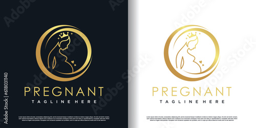 Pregnant logo design with creative concept premium vector