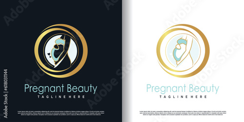 Pregnant logo design with creative concept premium vector