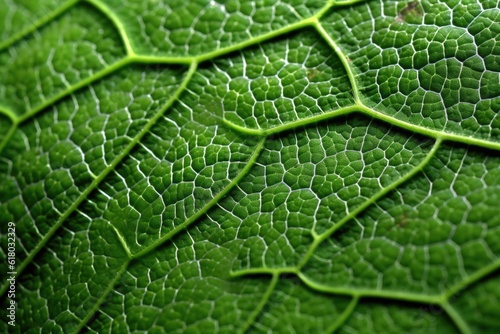 Texture of green leaves close-up. Generative AI