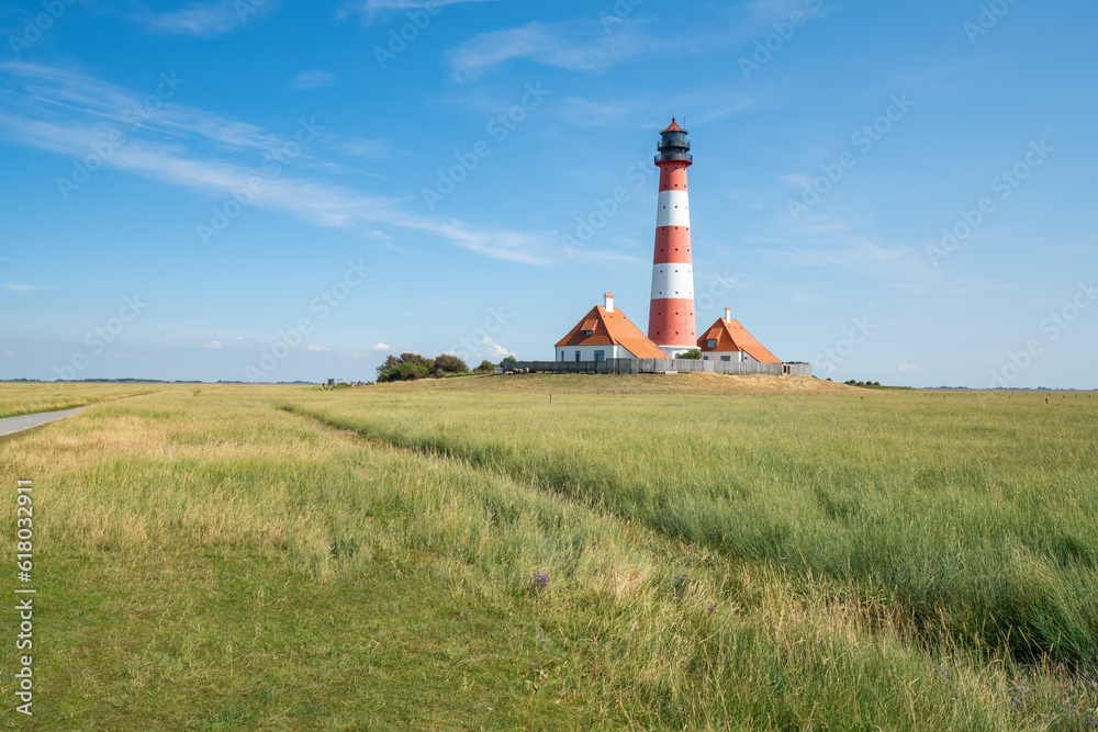 Westerheversand Lighthouse, Westerhever, Nordfriesland, Schleswig-Holstein, Germany