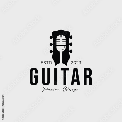 guitar headstock for music logo or podcast symbol vector illustration design